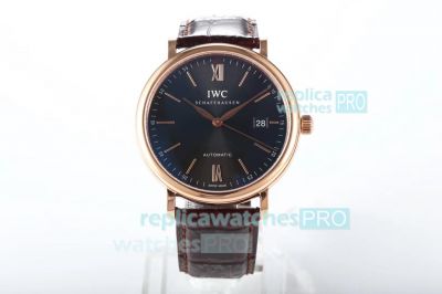 MKS Factory Replica Swiss 9015 IWC Portofino Rose Gold Case Men Watch 